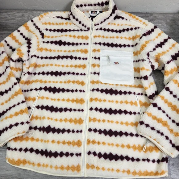 Dickies Falkville Jacket Size 2XL Aztec Print Faux Sherpa Full Zip Chest Pocket - Picture 2 of 10